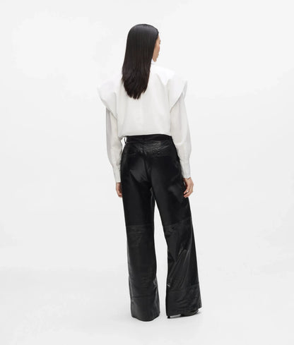 Wide-leg leather pants
