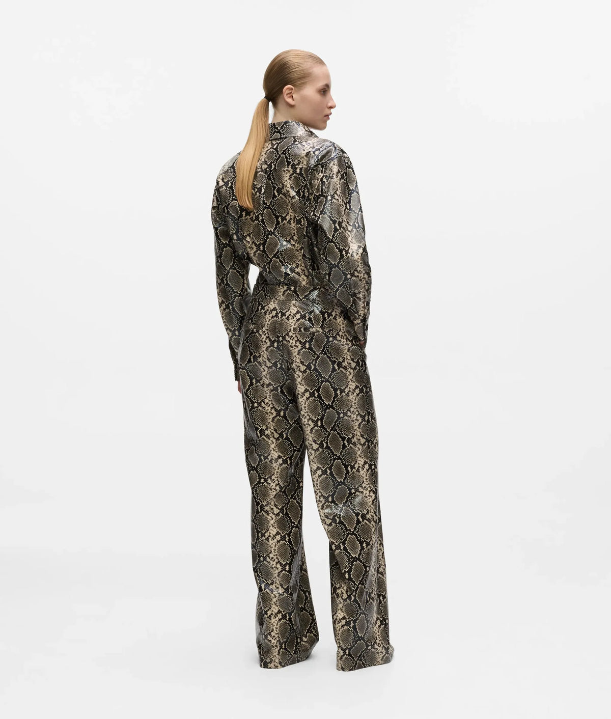 Faux-python flared pants