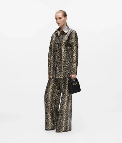 Faux-python flared pants