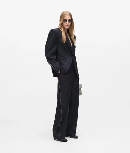 Barrel-leg zip pants