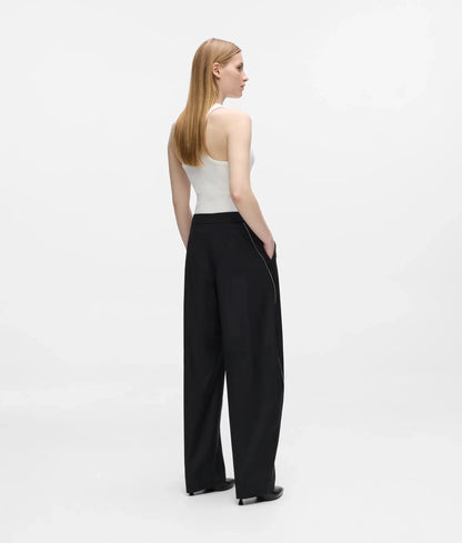 Barrel-leg zip pants