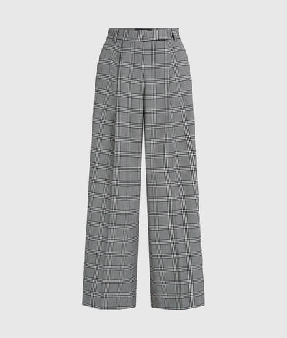 Wide-leg checked pants