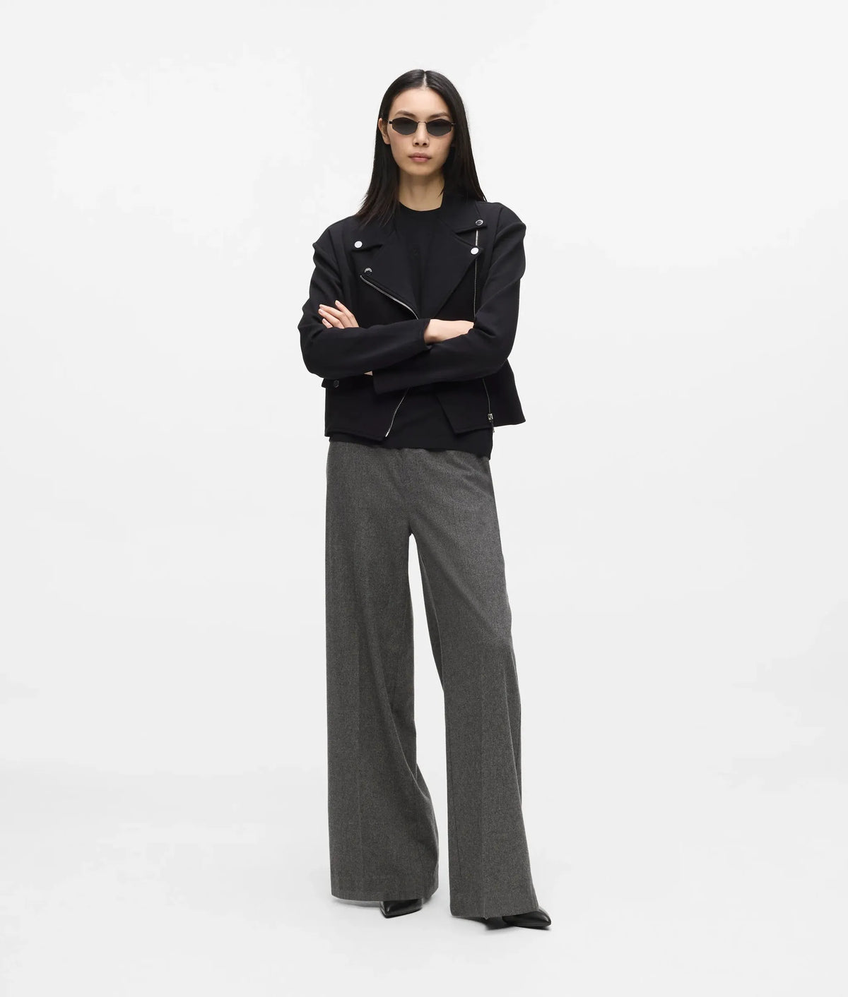 Wide-leg flannel pants