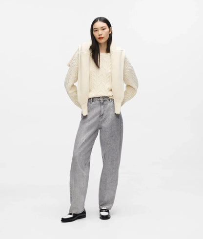 Coated python barrel-leg jeans