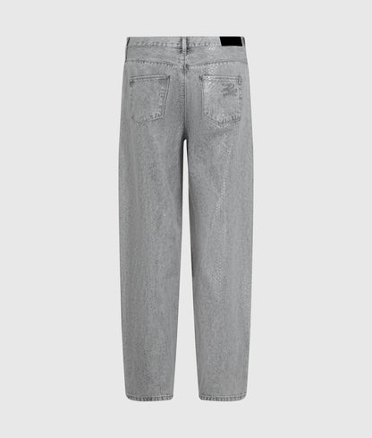 Coated python barrel-leg jeans