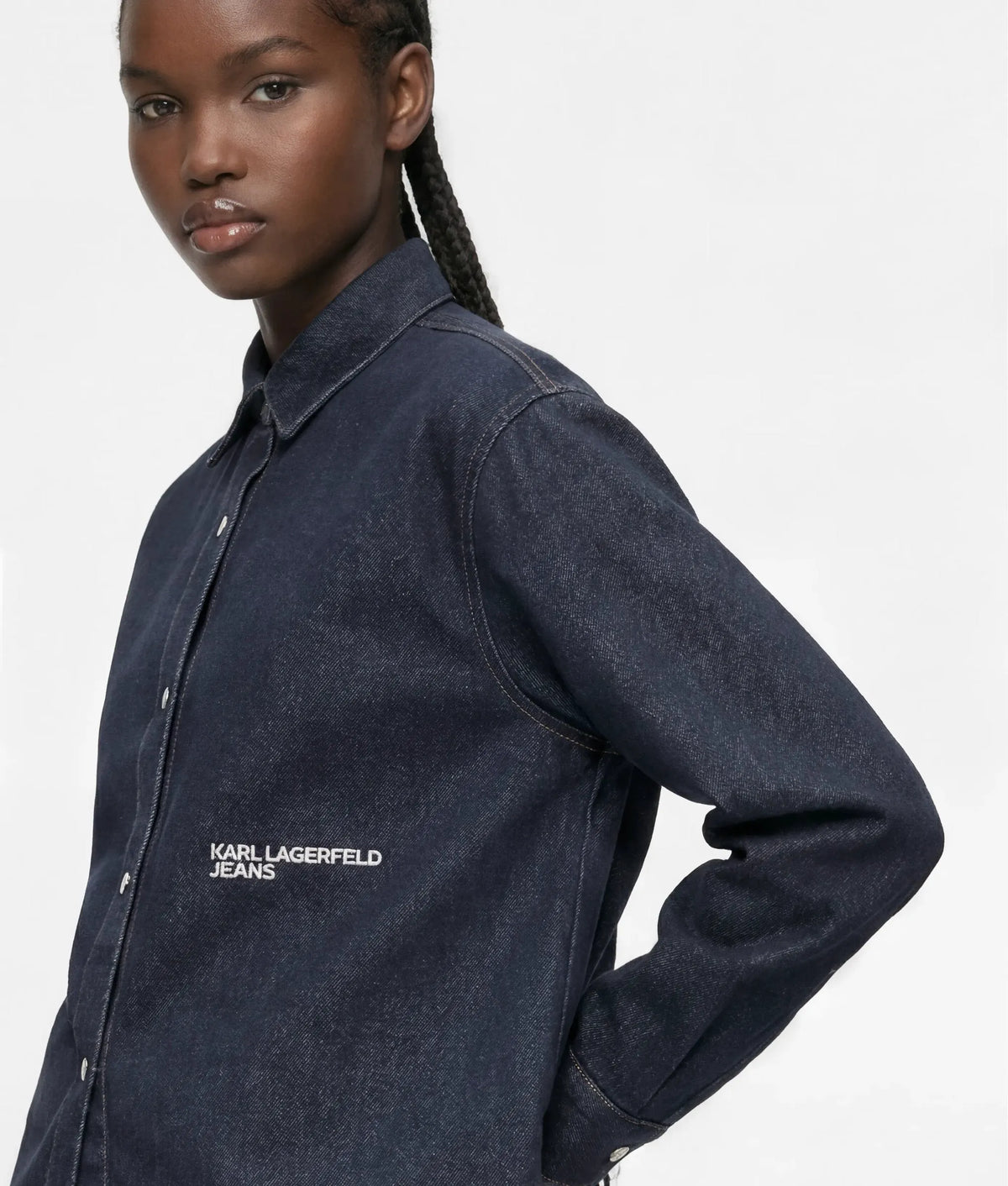 Boxy glitter denim shirt