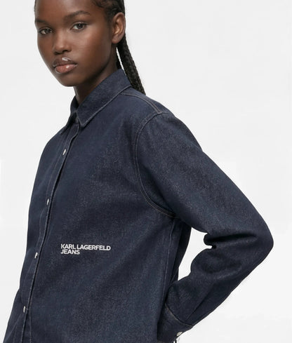 Boxy glitter denim shirt