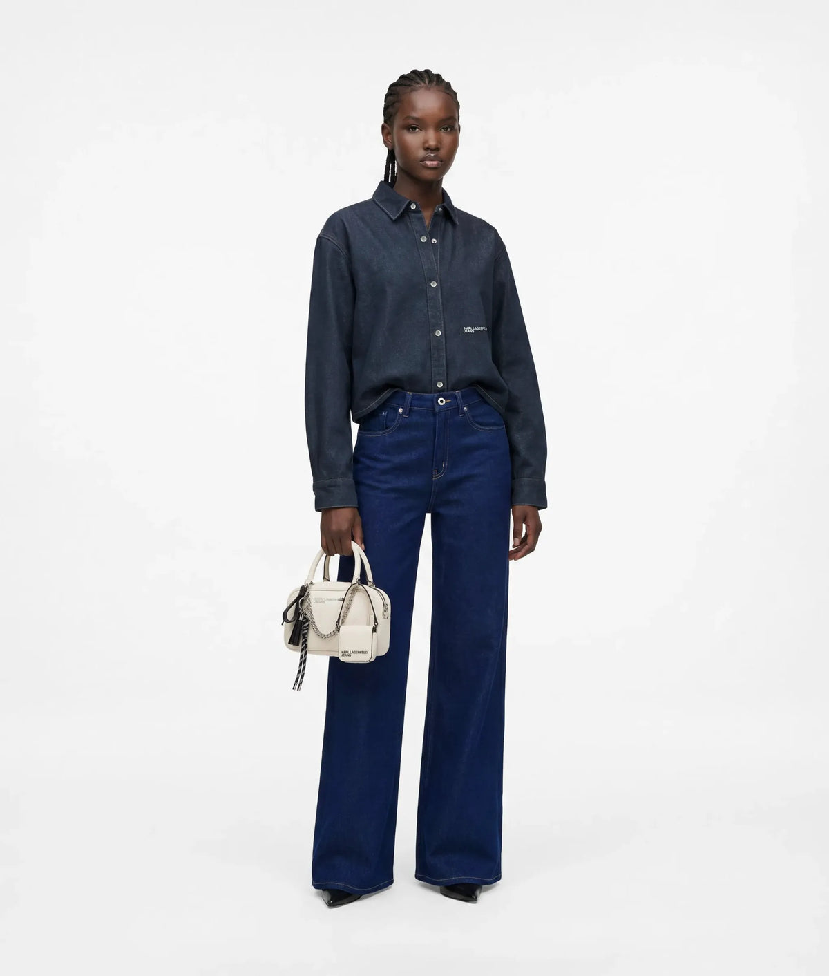 Boxy glitter denim shirt