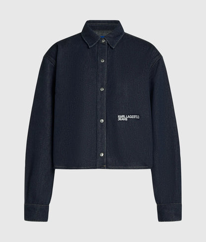 Boxy glitter denim shirt