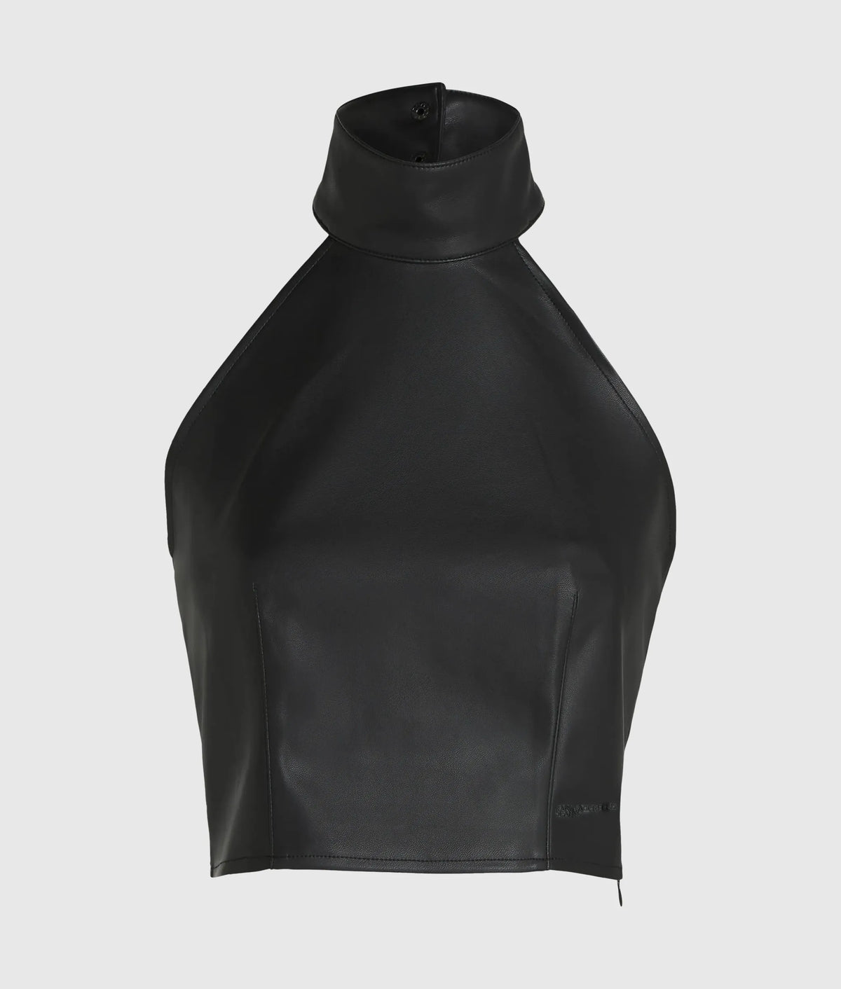 Faux-leather halterneck top