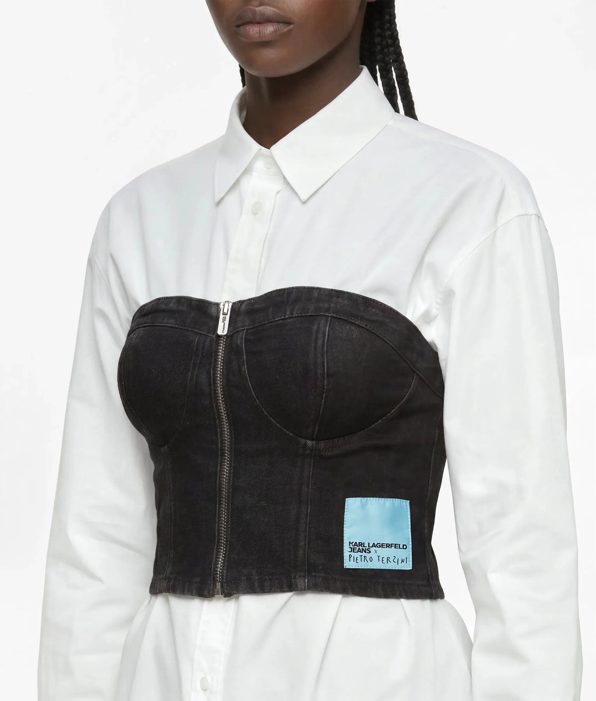 KLJ X Pietro Terzini denim bandeau top