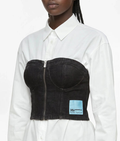 KLJ X Pietro Terzini denim bandeau top