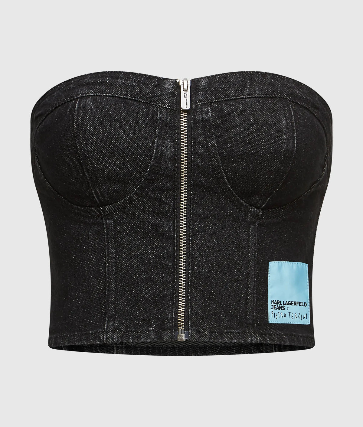 KLJ X Pietro Terzini denim bandeau top