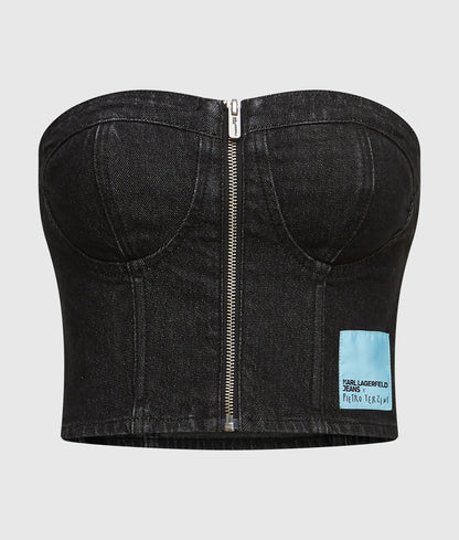 KLJ X Pietro Terzini denim bandeau top