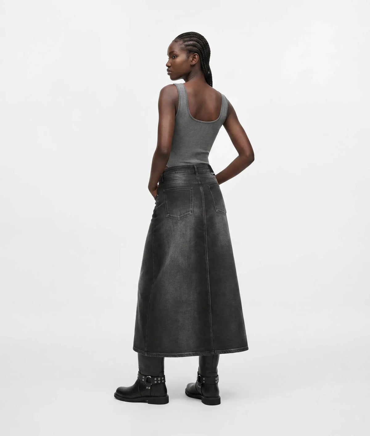 Denim maxi skirt