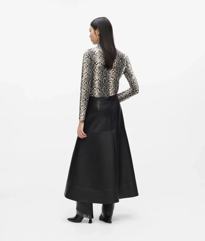 Faux-leather midi skirt