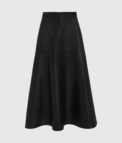 Faux-leather midi skirt