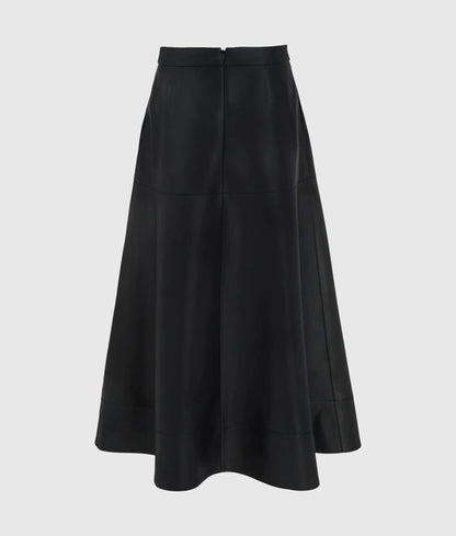 Faux-leather midi skirt