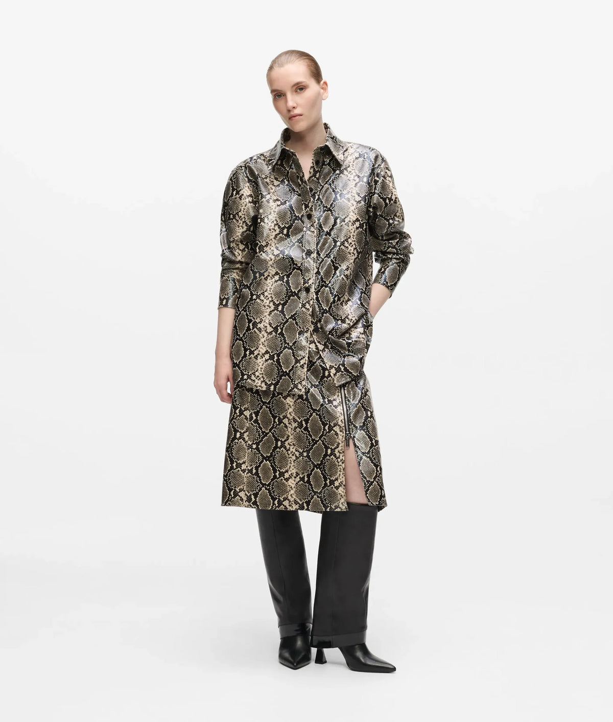 Faux-python midi skirt