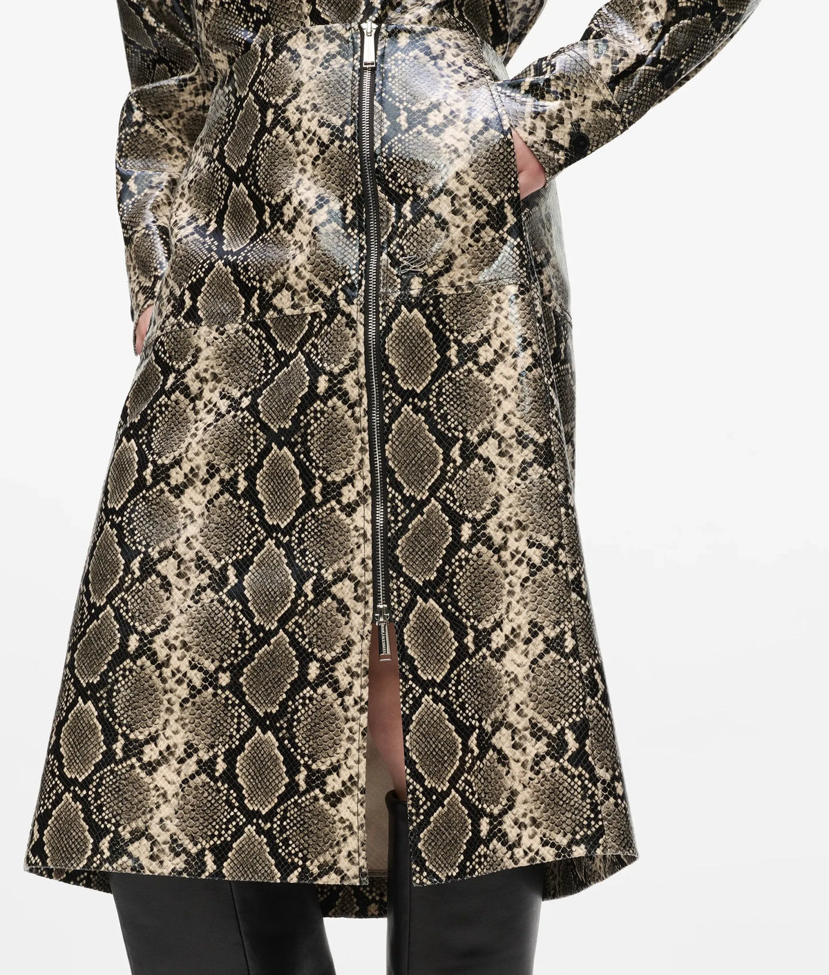 Faux-python midi skirt