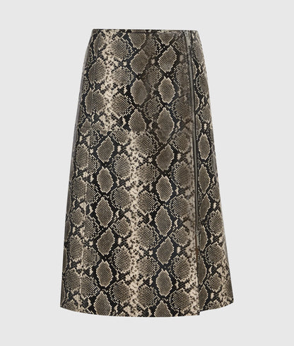 Faux-python midi skirt