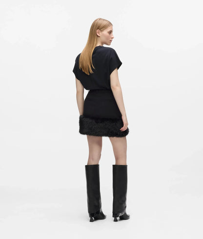 Faux-fur mini skirt