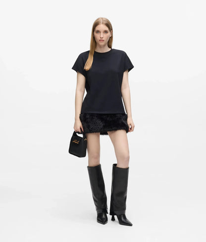 Faux-fur mini skirt