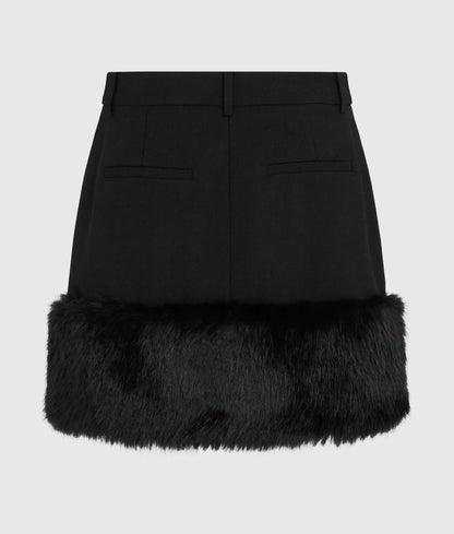 Faux-fur mini skirt