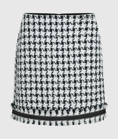 Houndstooth bouclé mini skirt