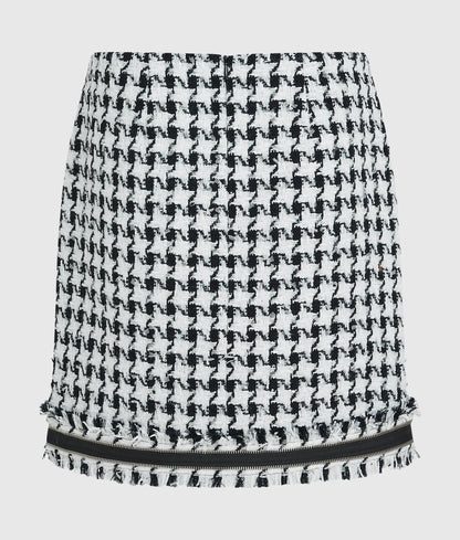 Houndstooth bouclé mini skirt