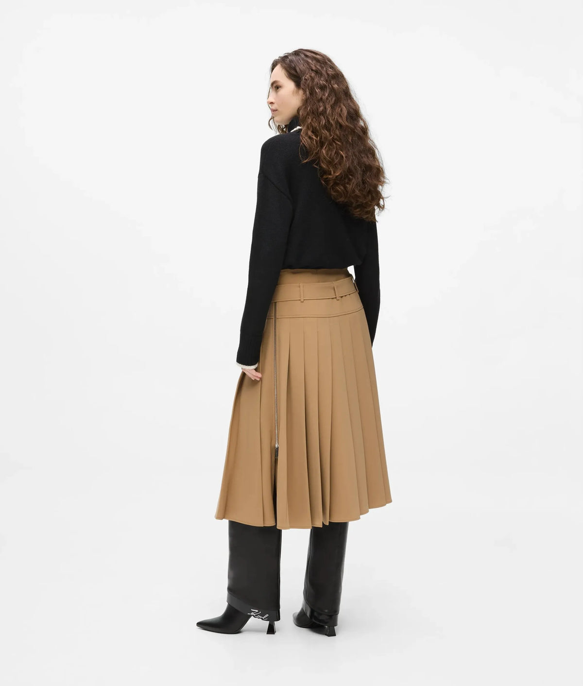 Pleated midi skirt
