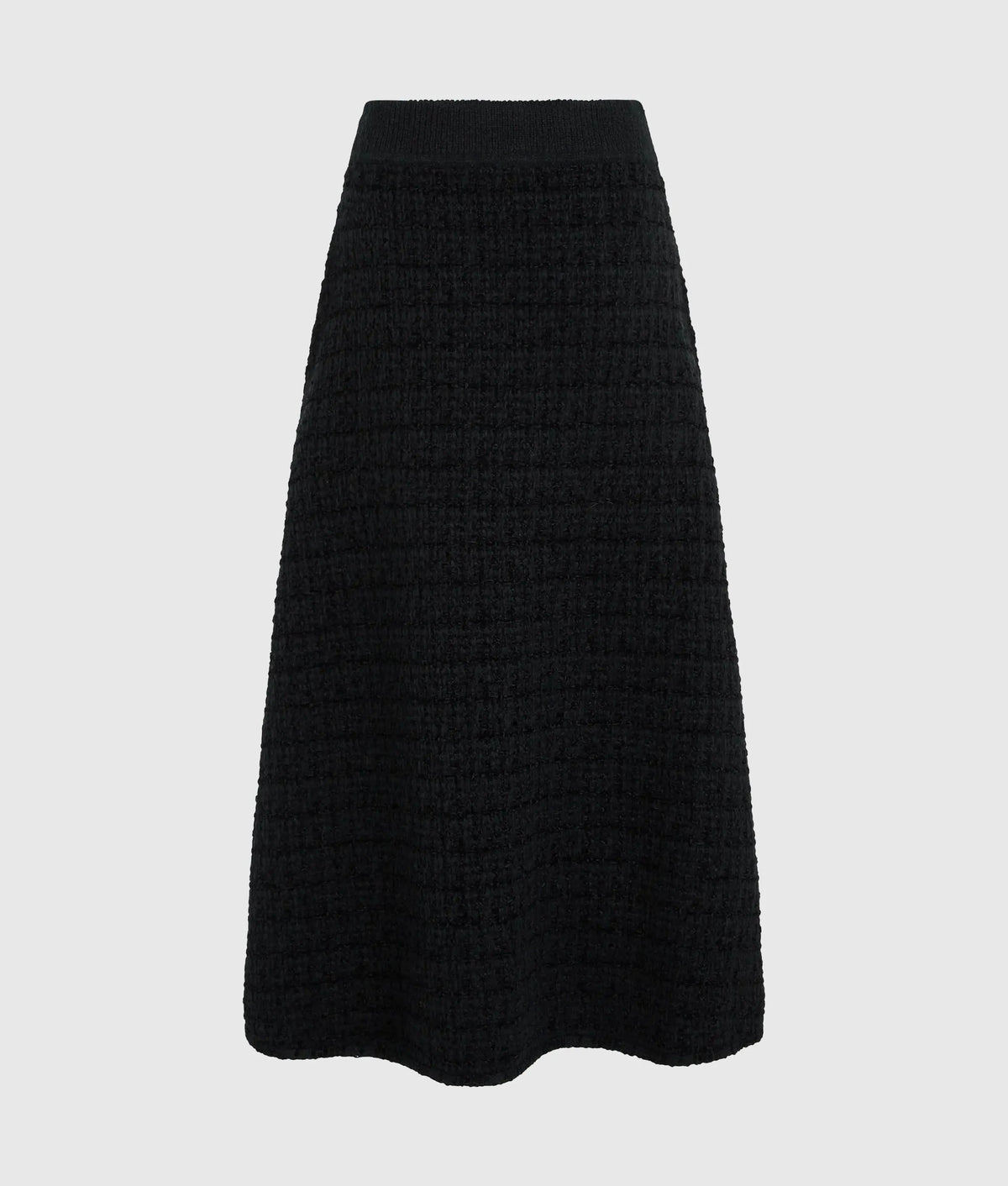 Faux-pearl midi knitted skirt