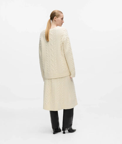 Wool-blend cable knit skirt