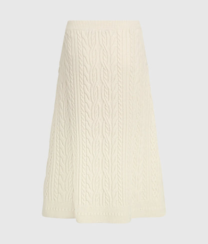 Wool-blend cable knit skirt