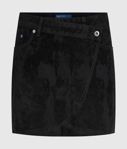 Velvet denim mini skirt
