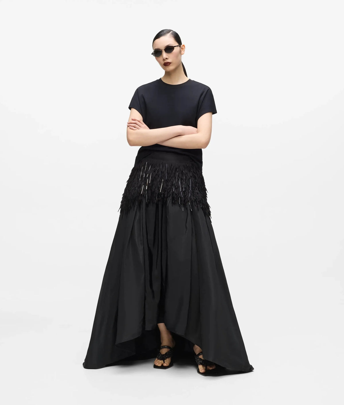 KL Studio fringe detail maxi skirt