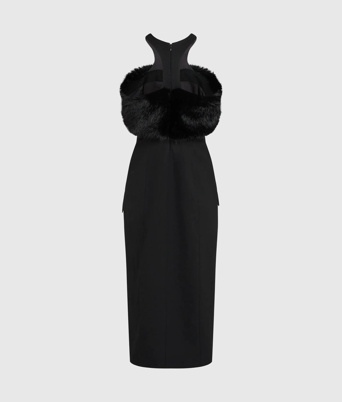 Faux-fur trim dress