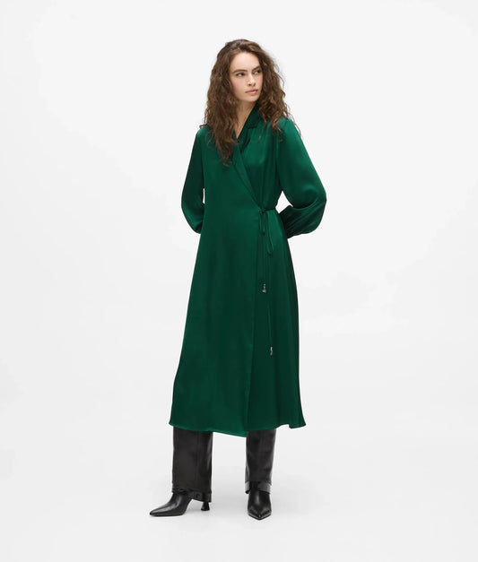 Satin-finish wrap dress