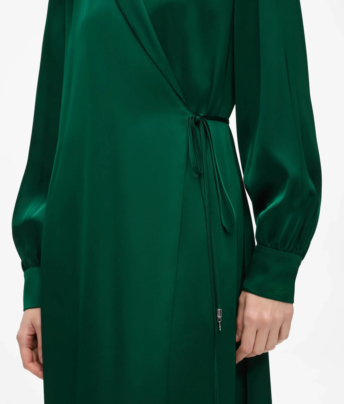 Satin-finish wrap dress