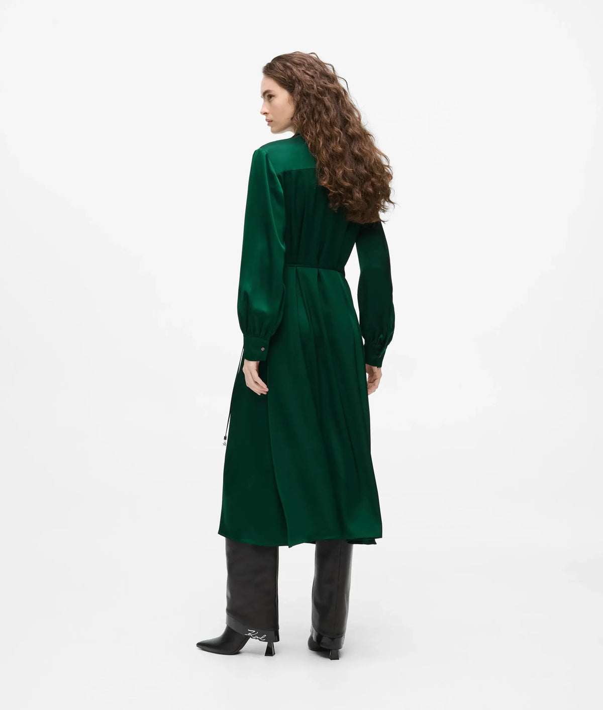 Satin-finish wrap dress