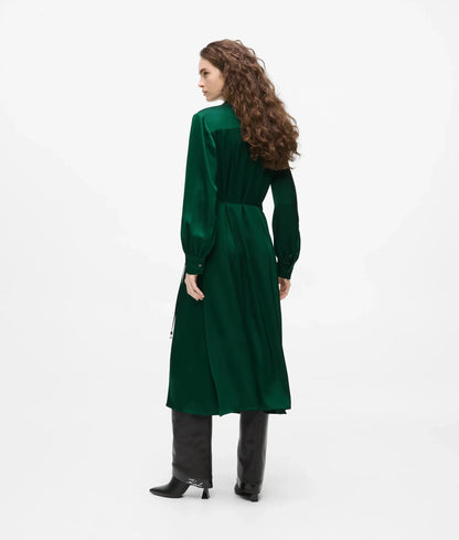 Satin-finish wrap dress