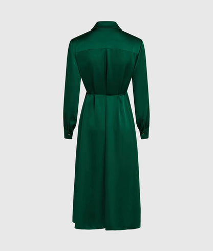 Satin-finish wrap dress