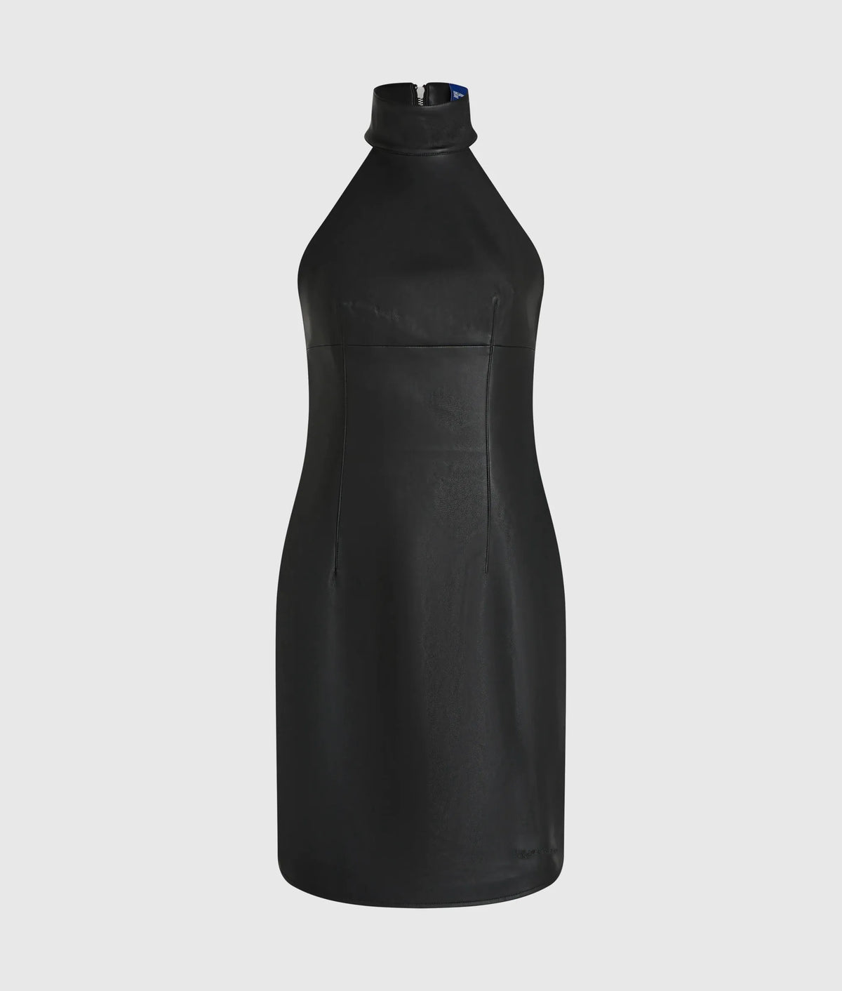 Faux-leather halter dress