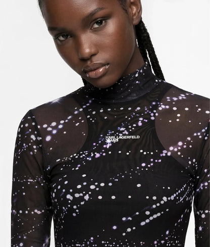 Mesh constellation print maxi dress