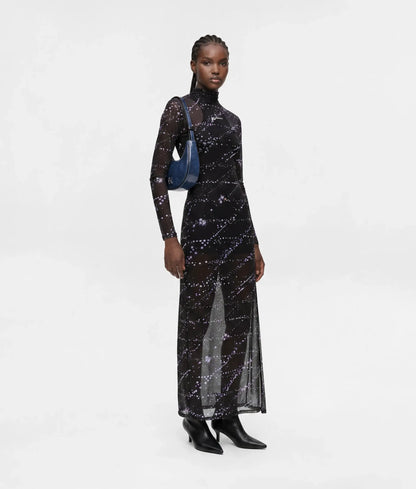Mesh constellation print maxi dress
