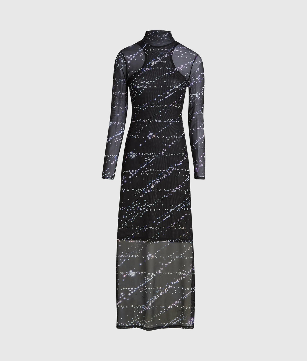 Mesh constellation print maxi dress