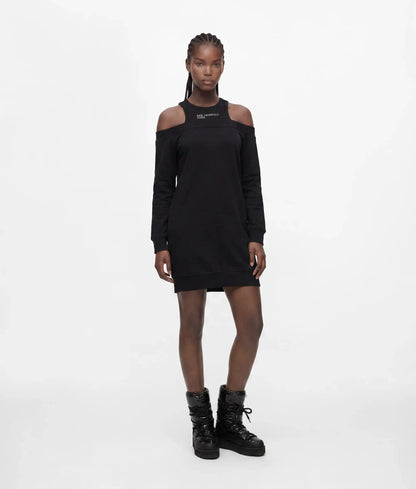 Cold-shoulder sweat dress