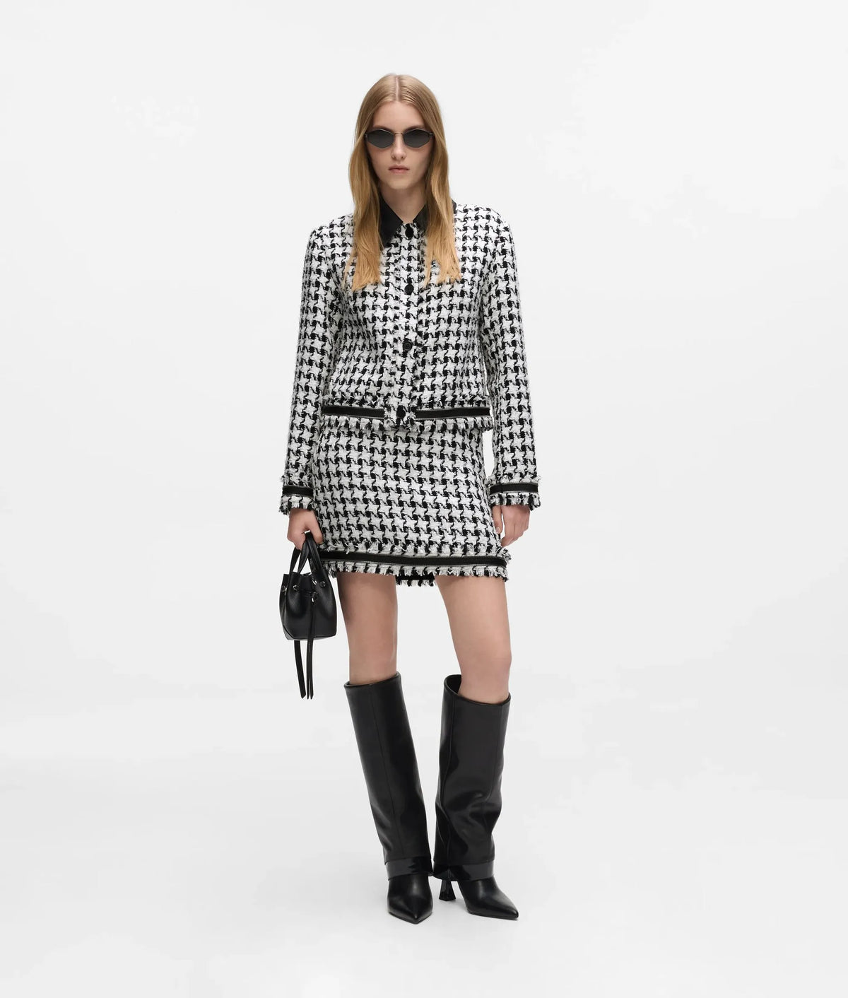 Houndstooth bouclé jacket