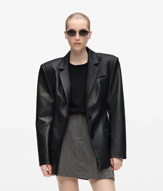Oversized faux-leather blazer