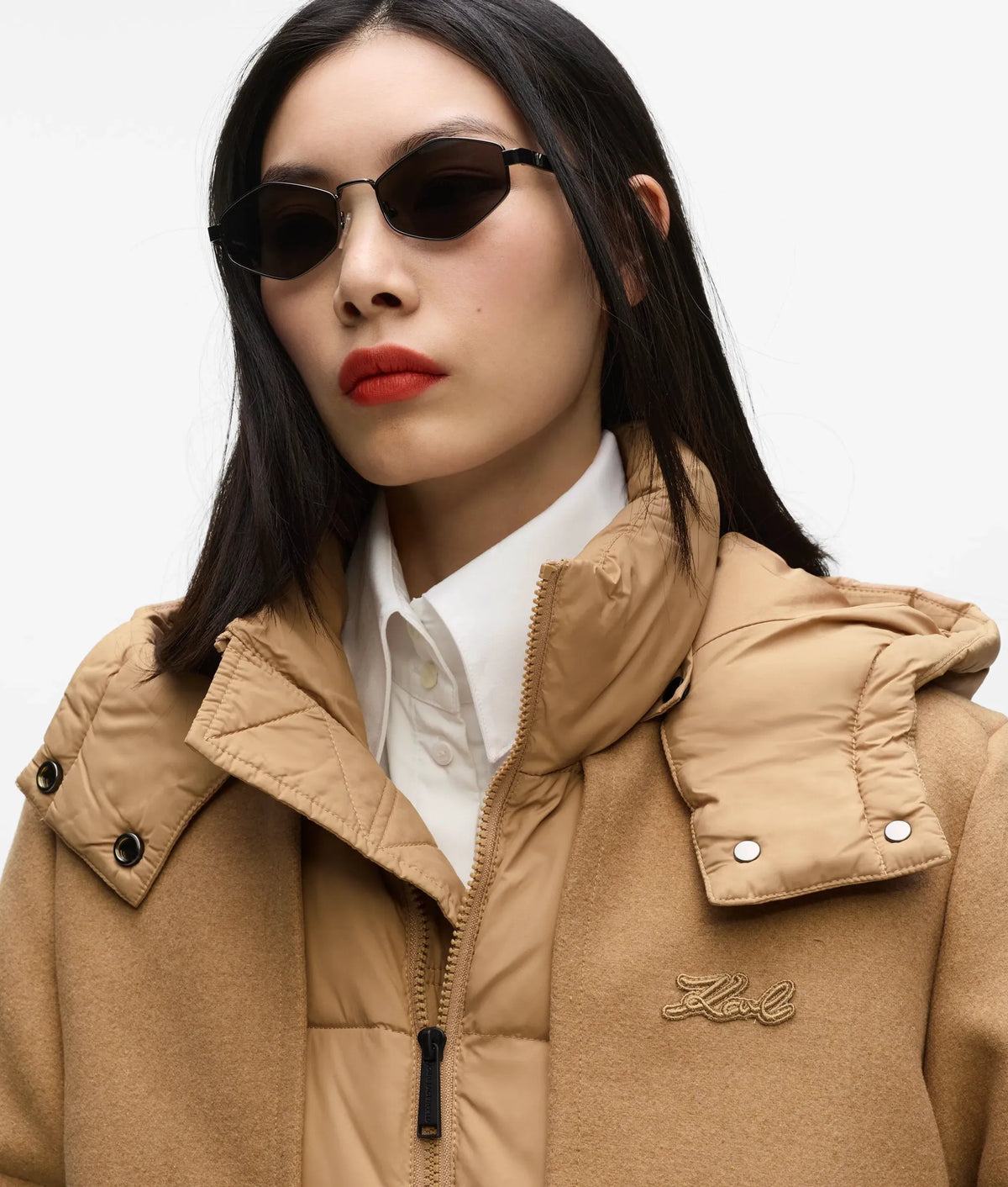 Belted long puffer jacket